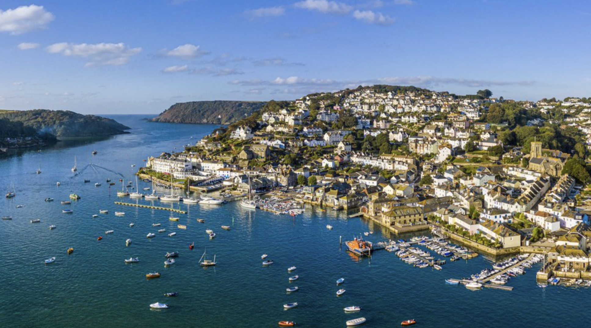 Salcombe town aerial view